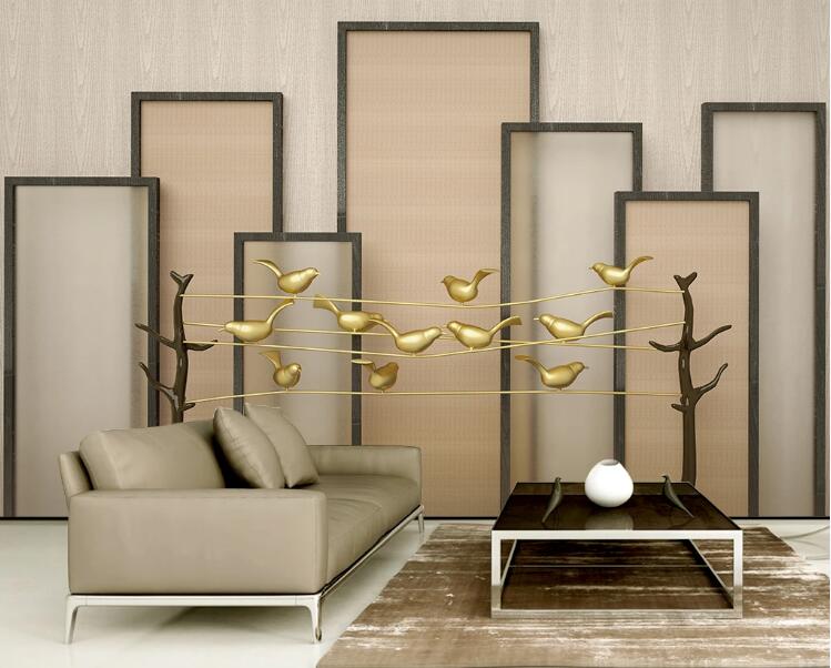 3D Golden Bird WC151 Wall Murals