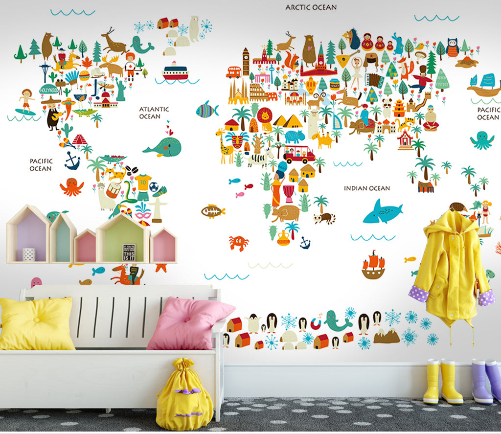 3D Cartoon Map WG454 Wall Murals