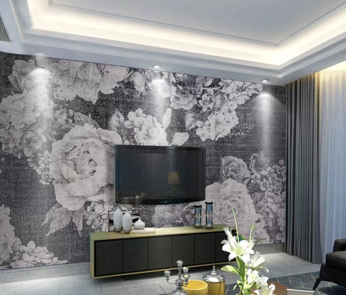 3D Gray Flowers WG35 Wall Murals Wallpaper AJ Wallpaper 2 