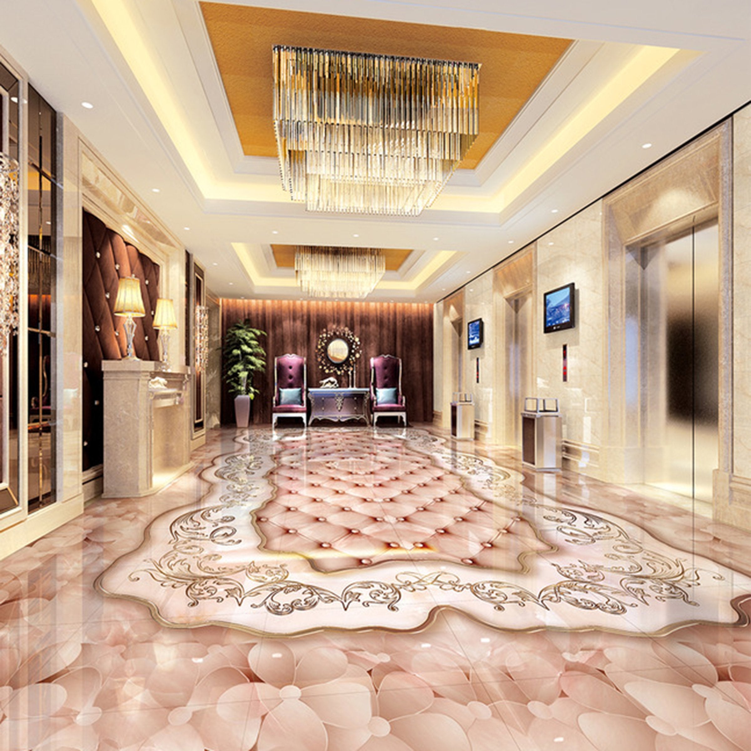 3D Pink Lace WG026 Floor Mural Wallpaper AJ Wallpaper 2 