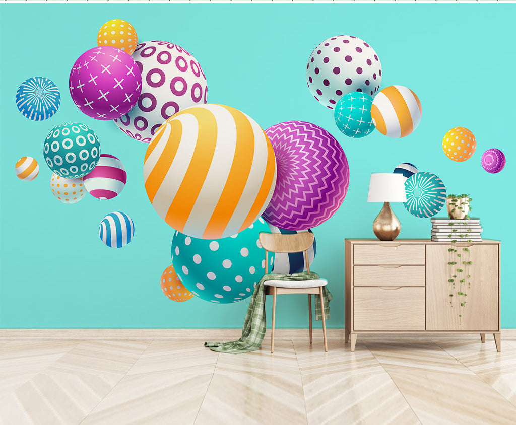 3D Colored Balls WC001 Wall Murals