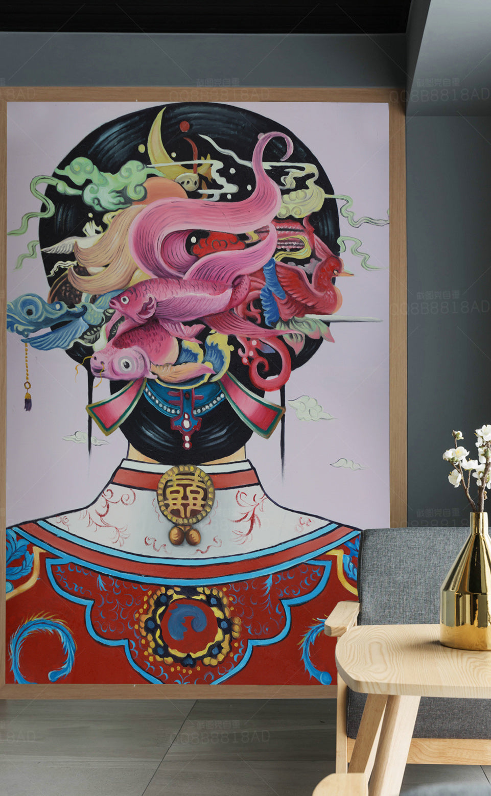3D Court Hairstyle WG085 Wall Murals