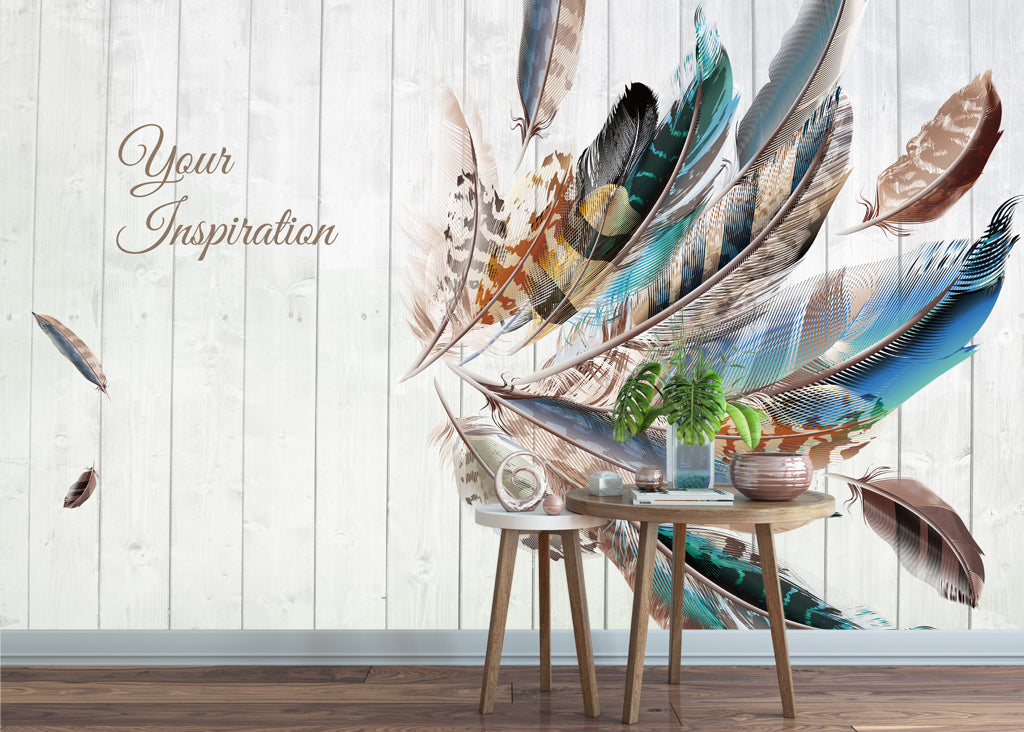 3D Blue Feather WG028 Wall Murals