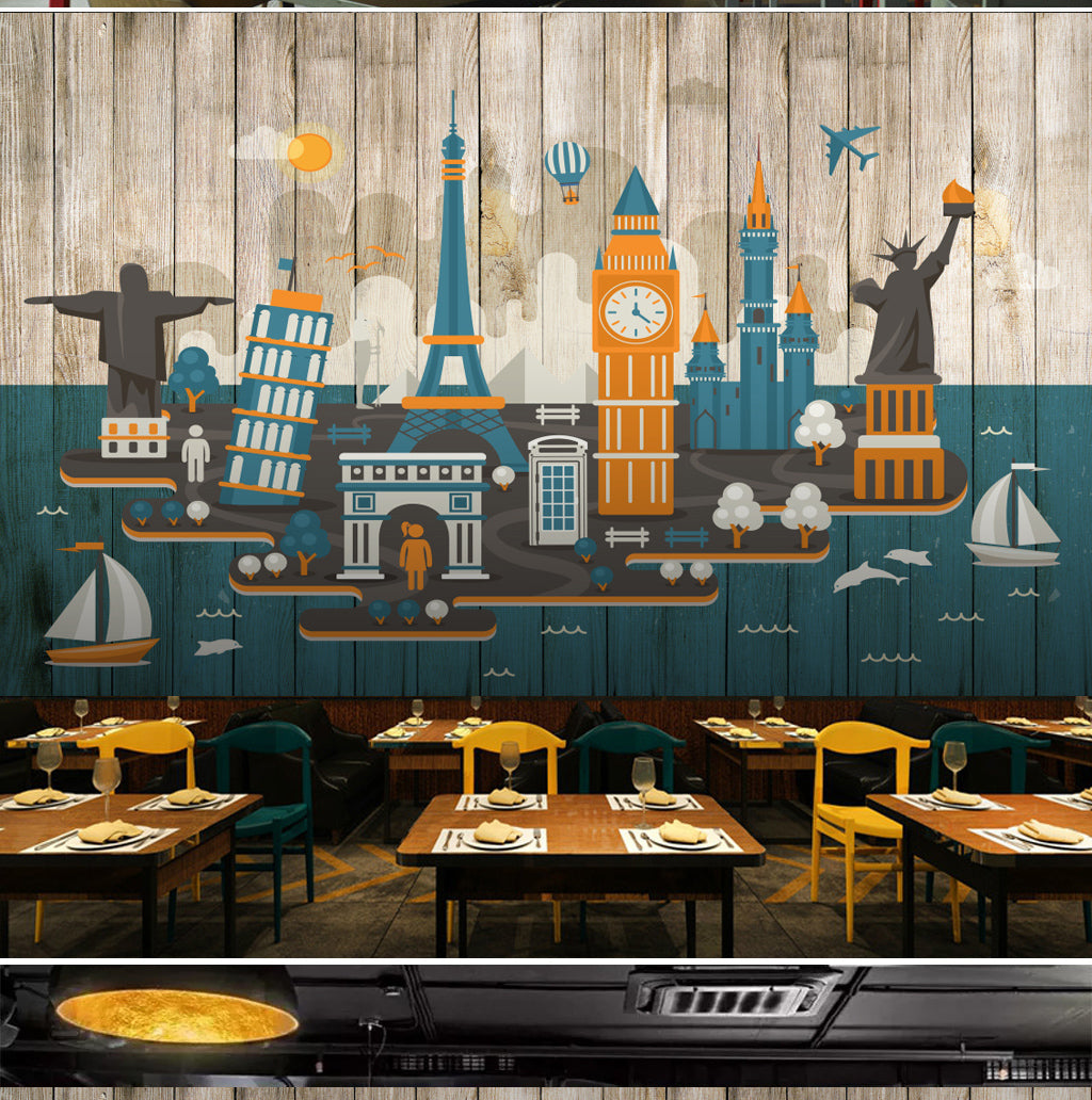 3D Clock Tower WG396 Wall Murals