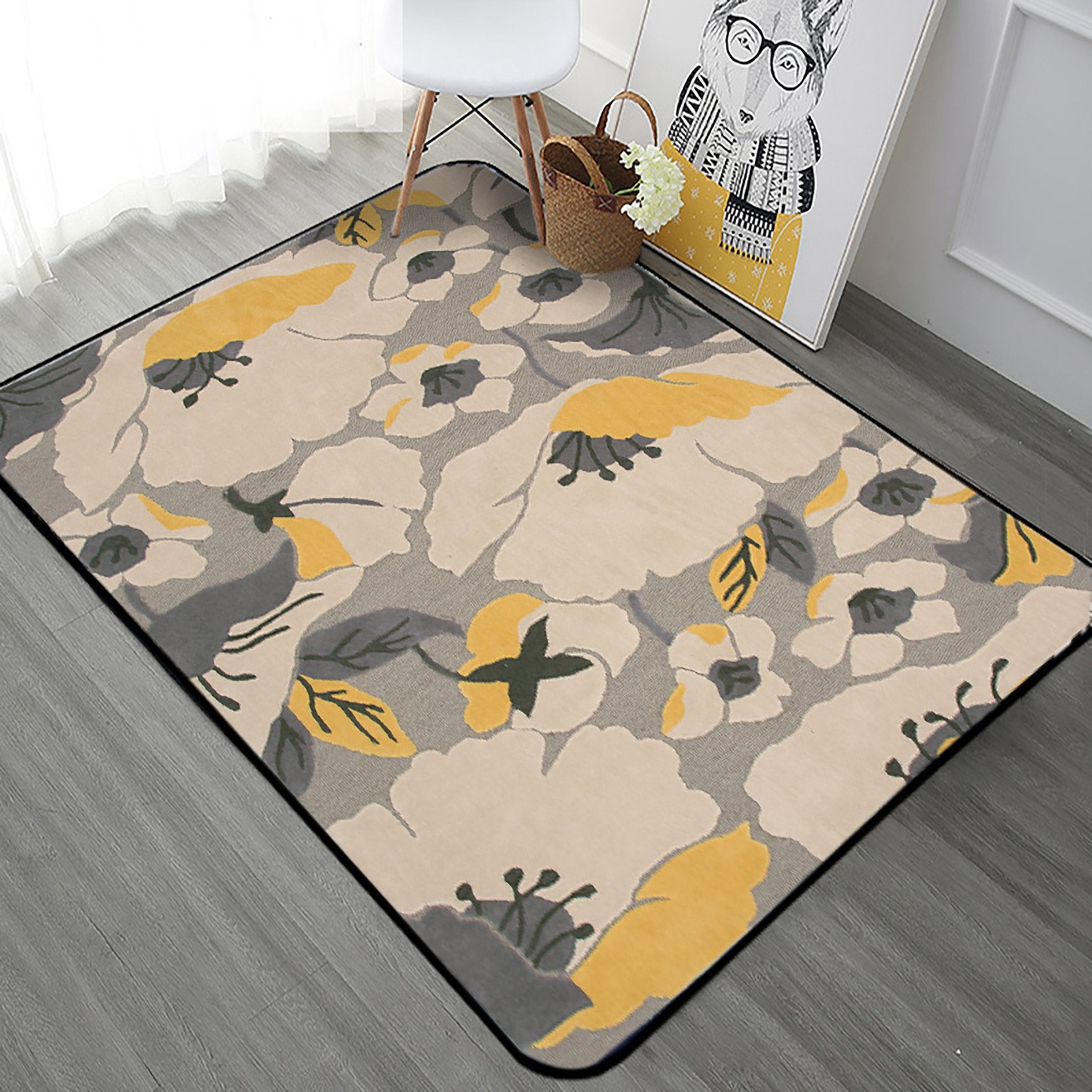 3D Yellow Flower WG012 Non Slip Rug Mat Mat AJ Creativity Home 