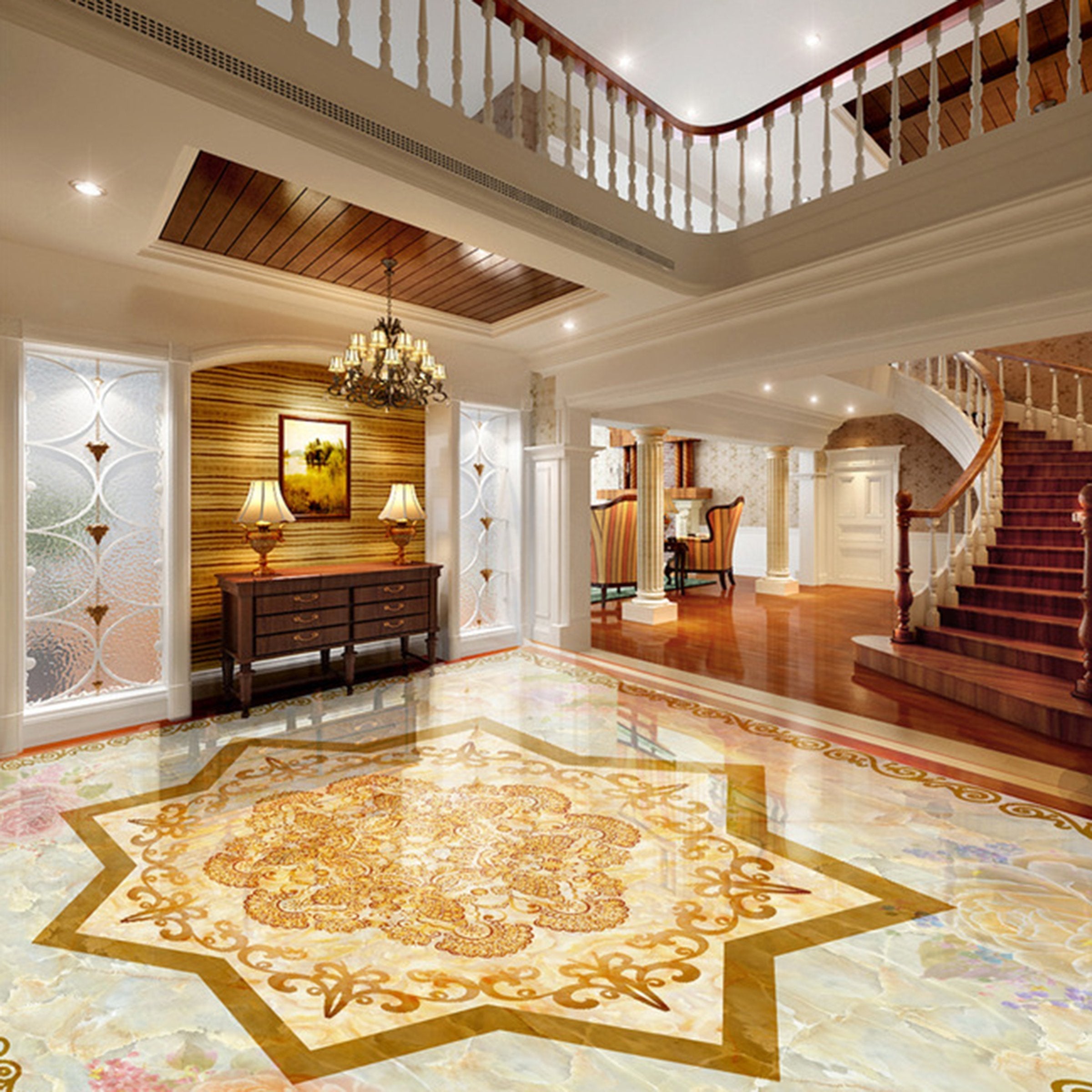 3D Pentagram WG148 Floor Mural Wallpaper AJ Wallpaper 2 