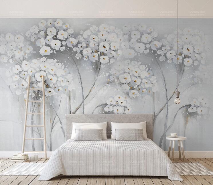 3D White Flowers WG49 Wall Murals Wallpaper AJ Wallpaper 2 