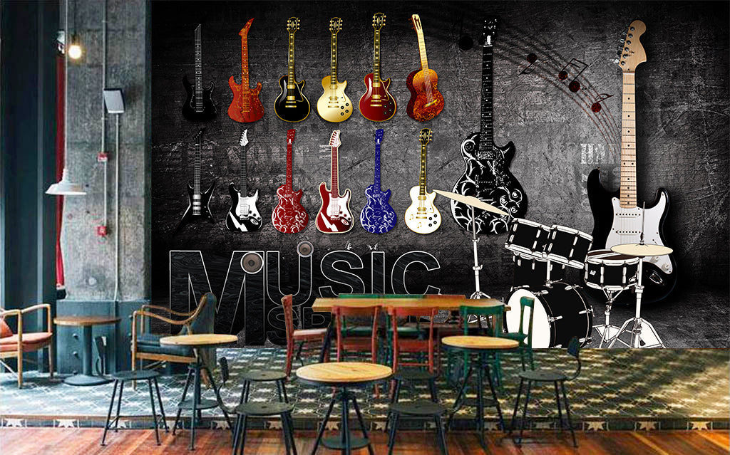 3D Guitar Note WG173 Wall Murals