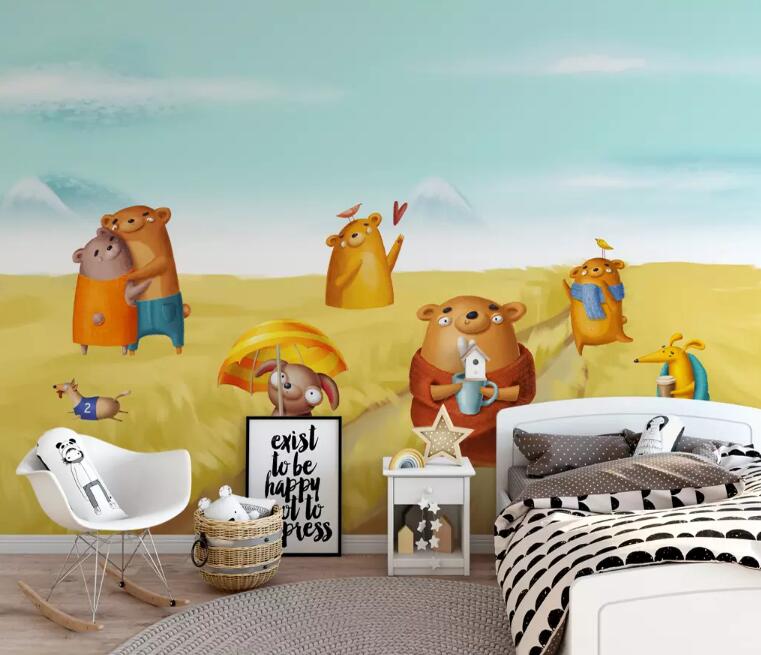 3D Pig Wheat Field WG1130 Wall Murals