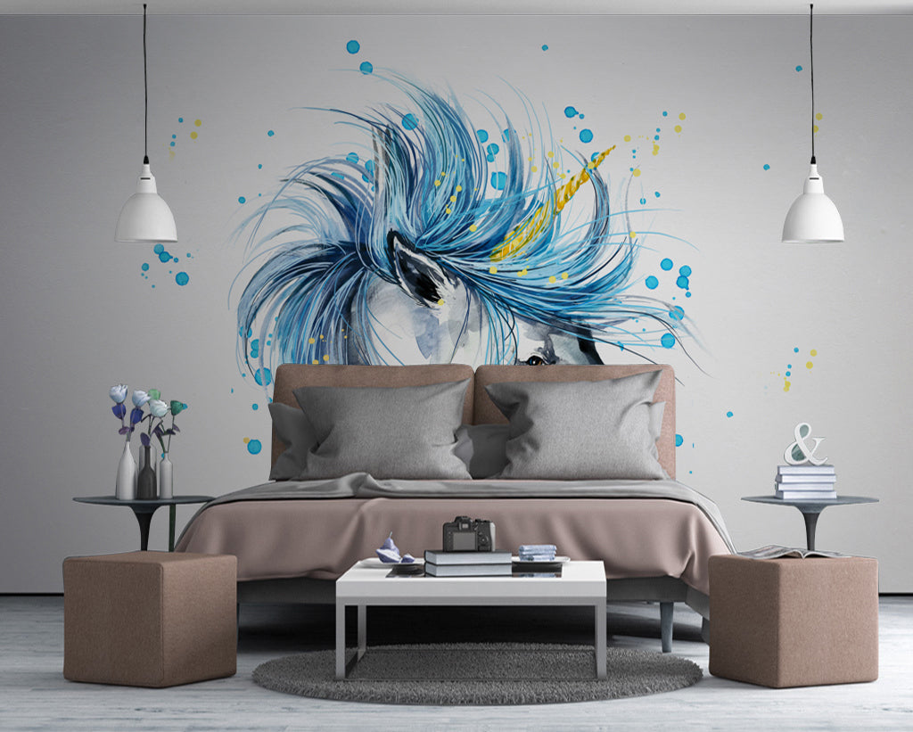 3D Blue Horse WG041 Wall Murals
