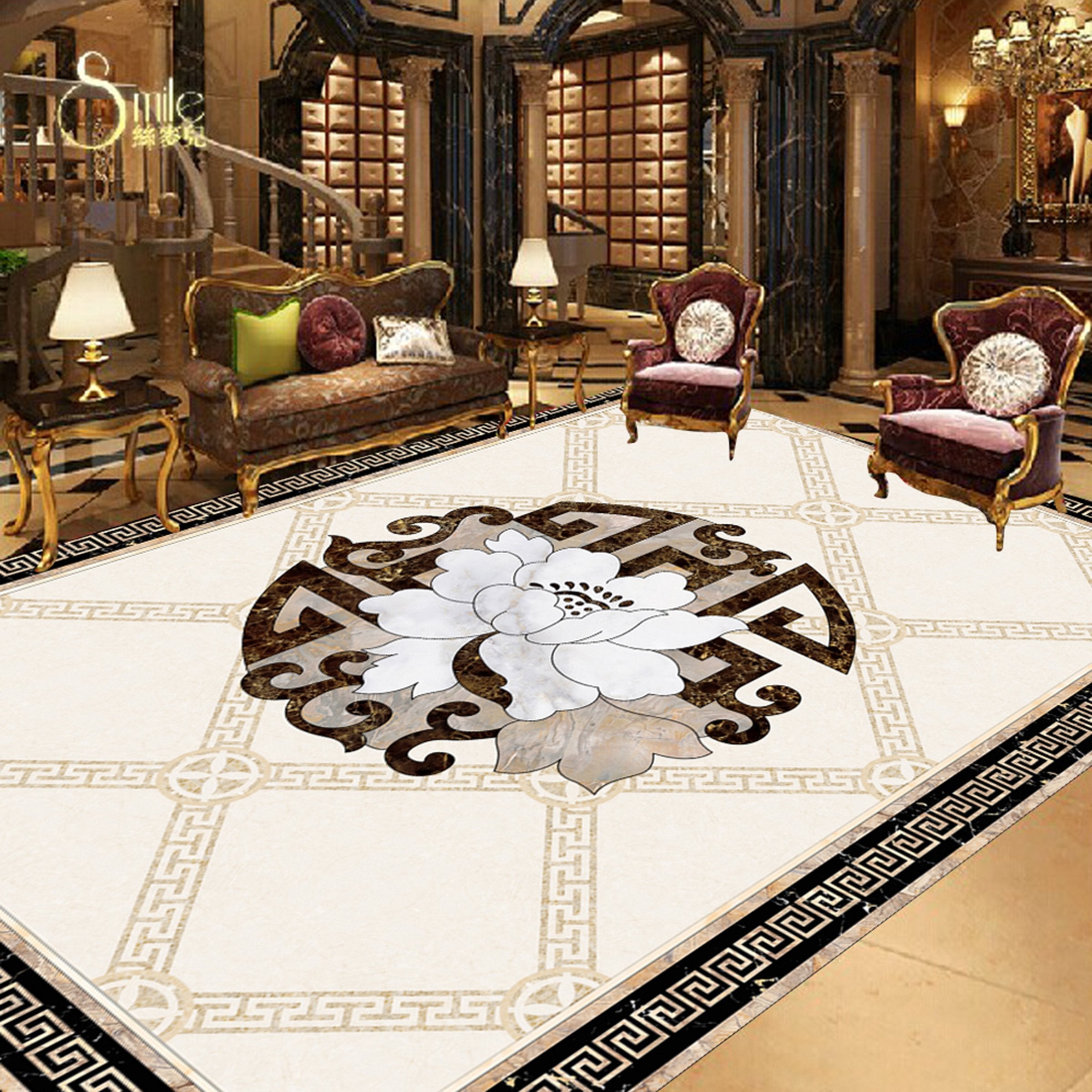3D White Flowers WG384 Floor Mural Wallpaper AJ Wallpaper 2 