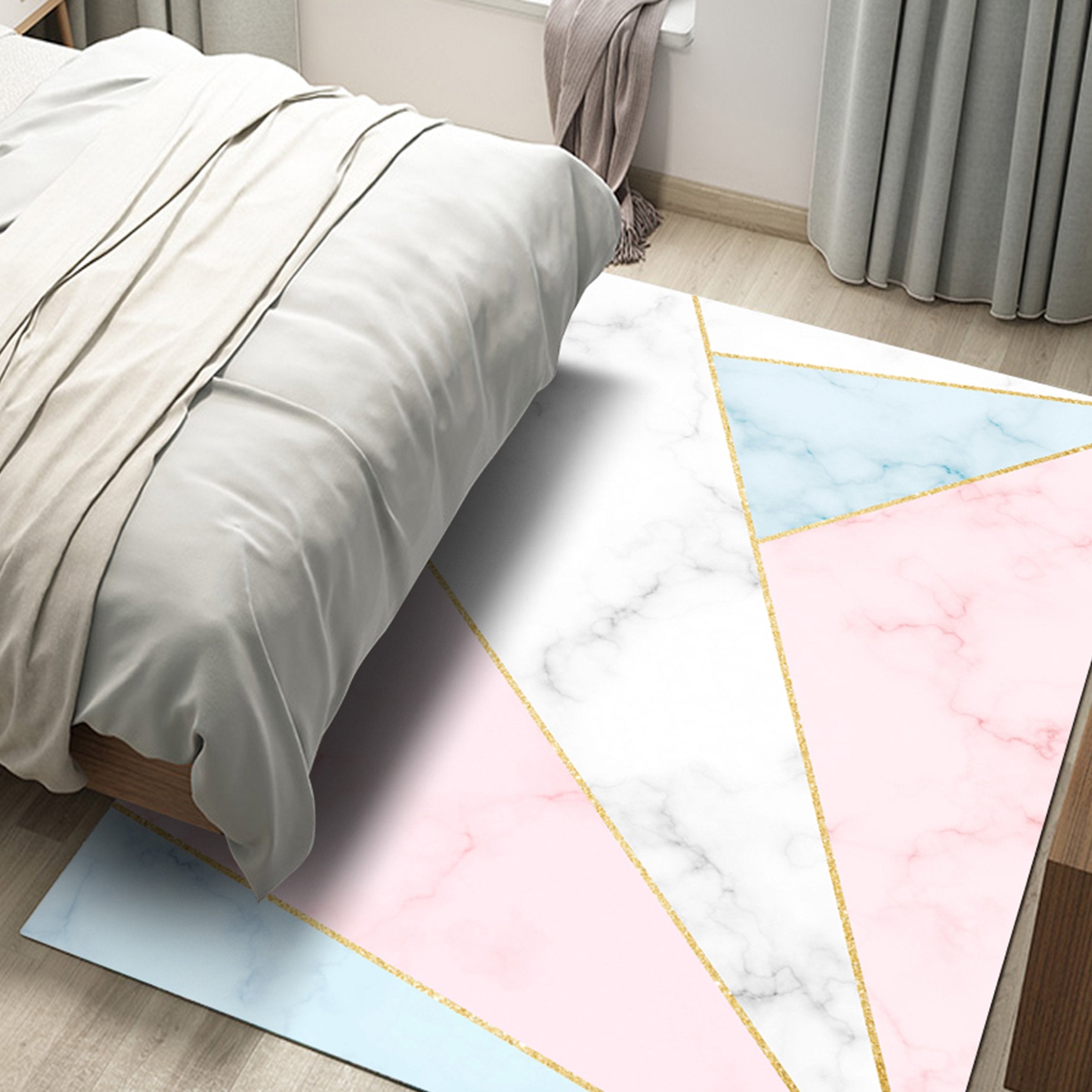 3D Pink Blue Triangle WG096 Non Slip Rug Mat Mat AJ Creativity Home 