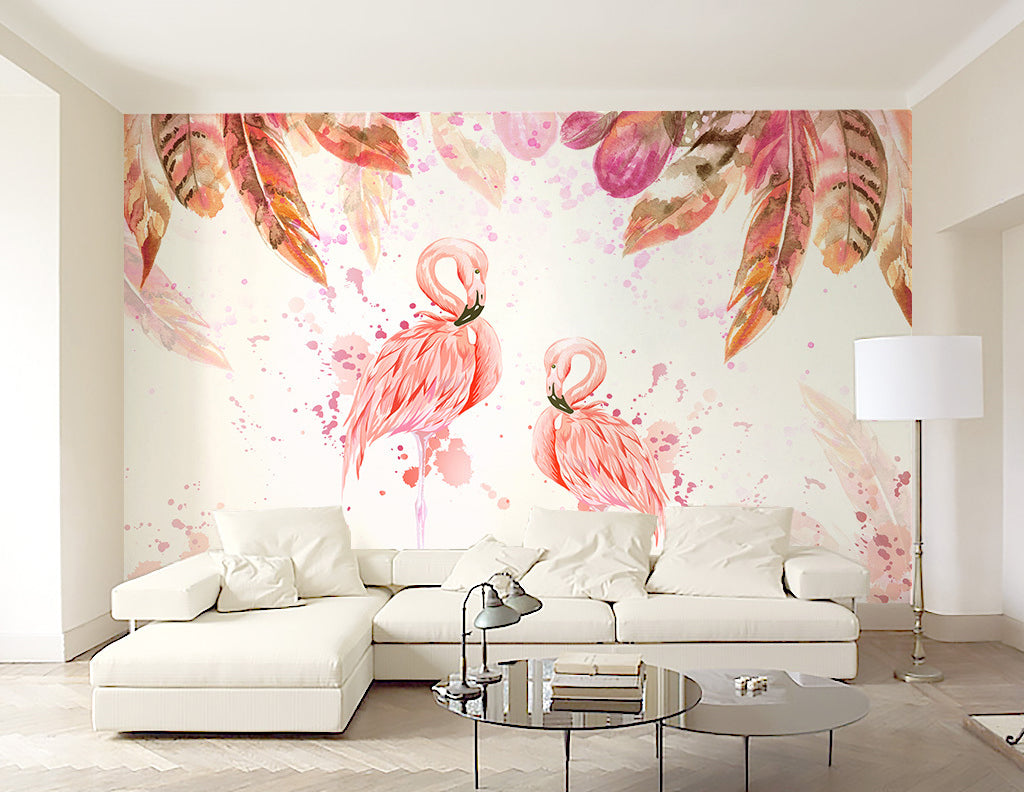 3D Flamingo Feather WG155 Wall Murals
