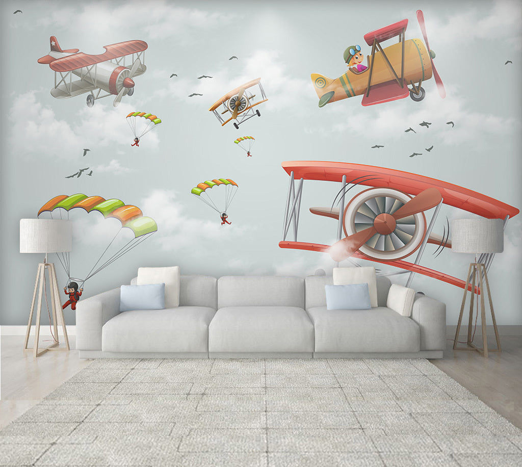 3D Cute Airplane WC075 Wall Murals