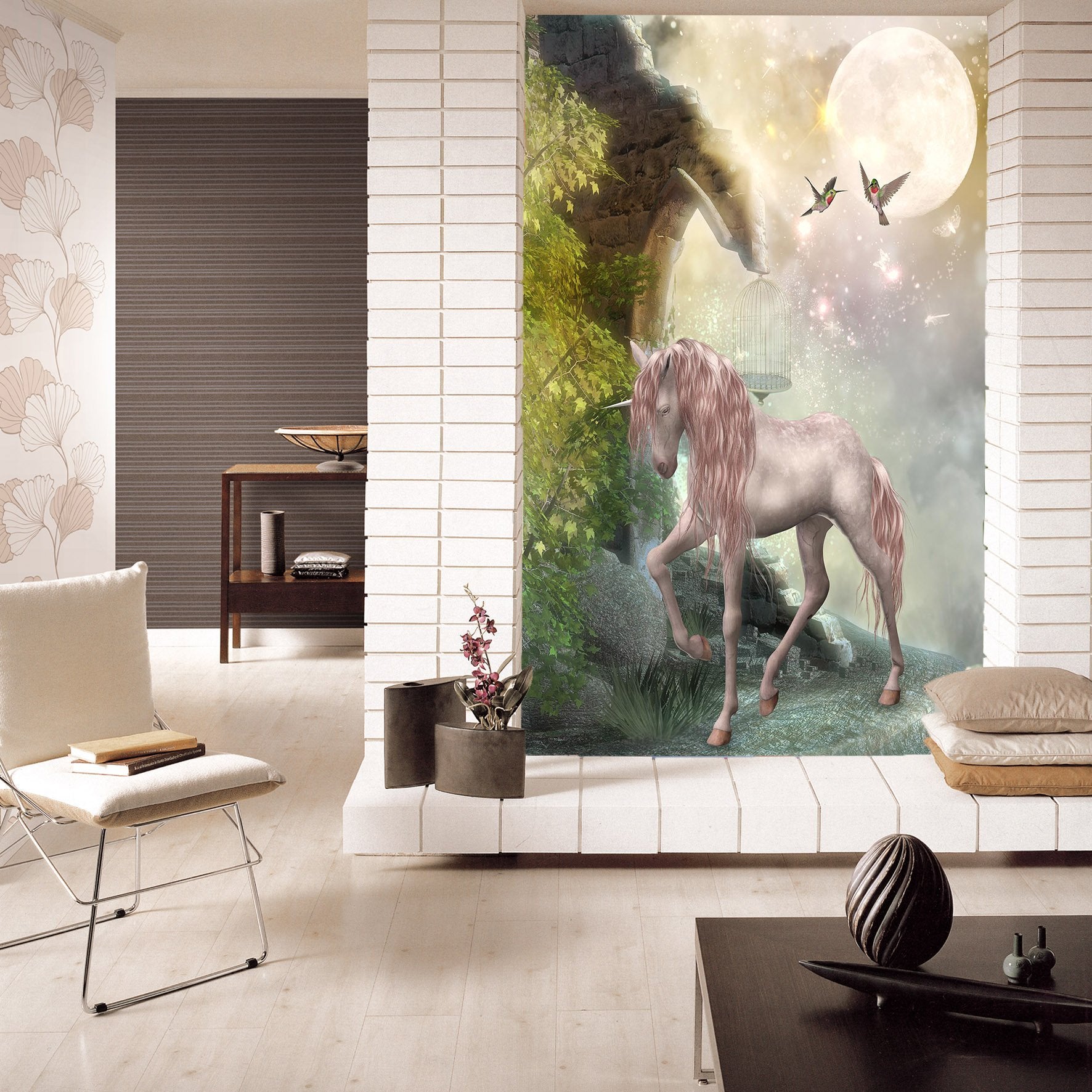 3D Unicorn Butterfly Moon 360 Wallpaper AJ Wallpaper 