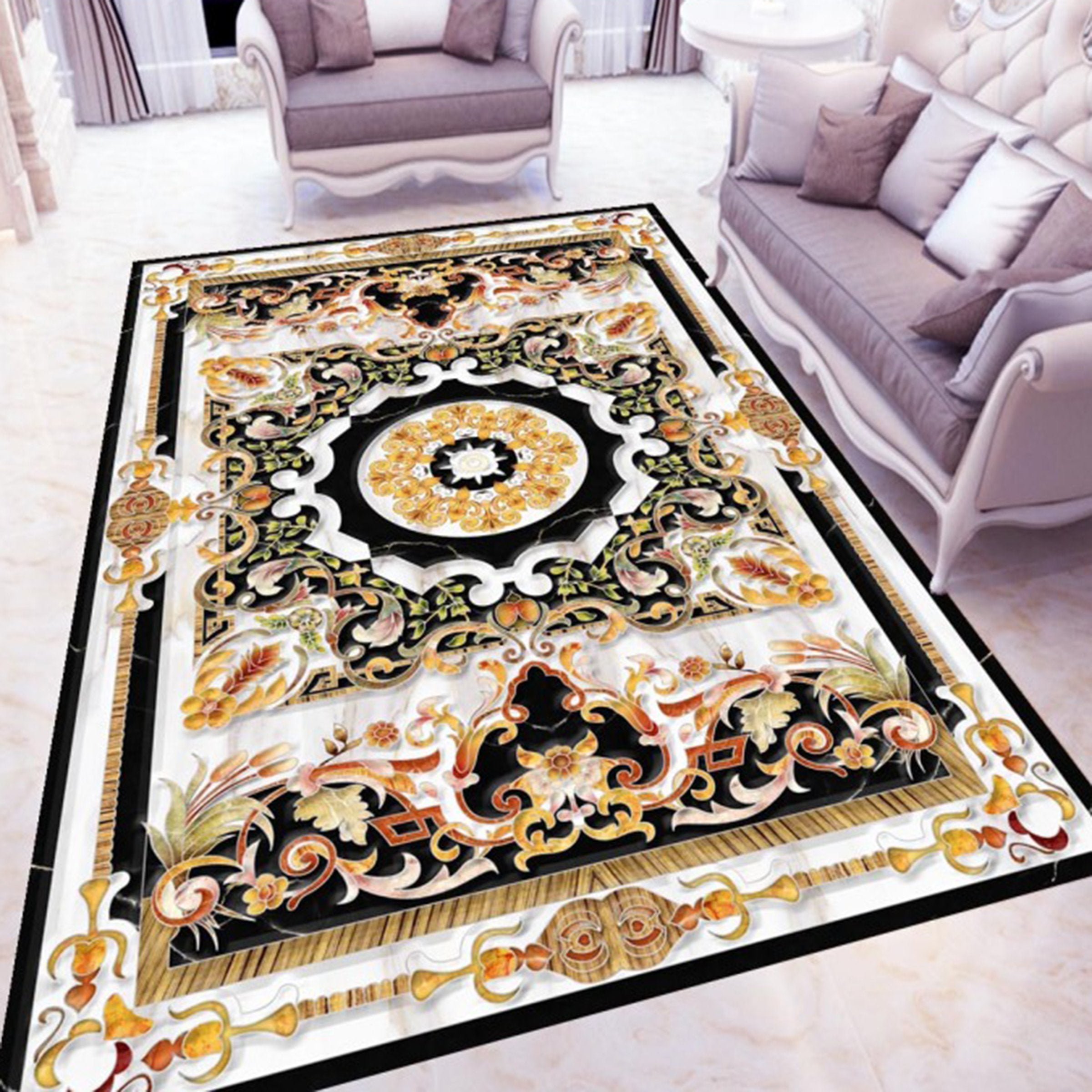 3D Black Marble Pattern WG405 Floor Mural Wallpaper AJ Wallpaper 2 