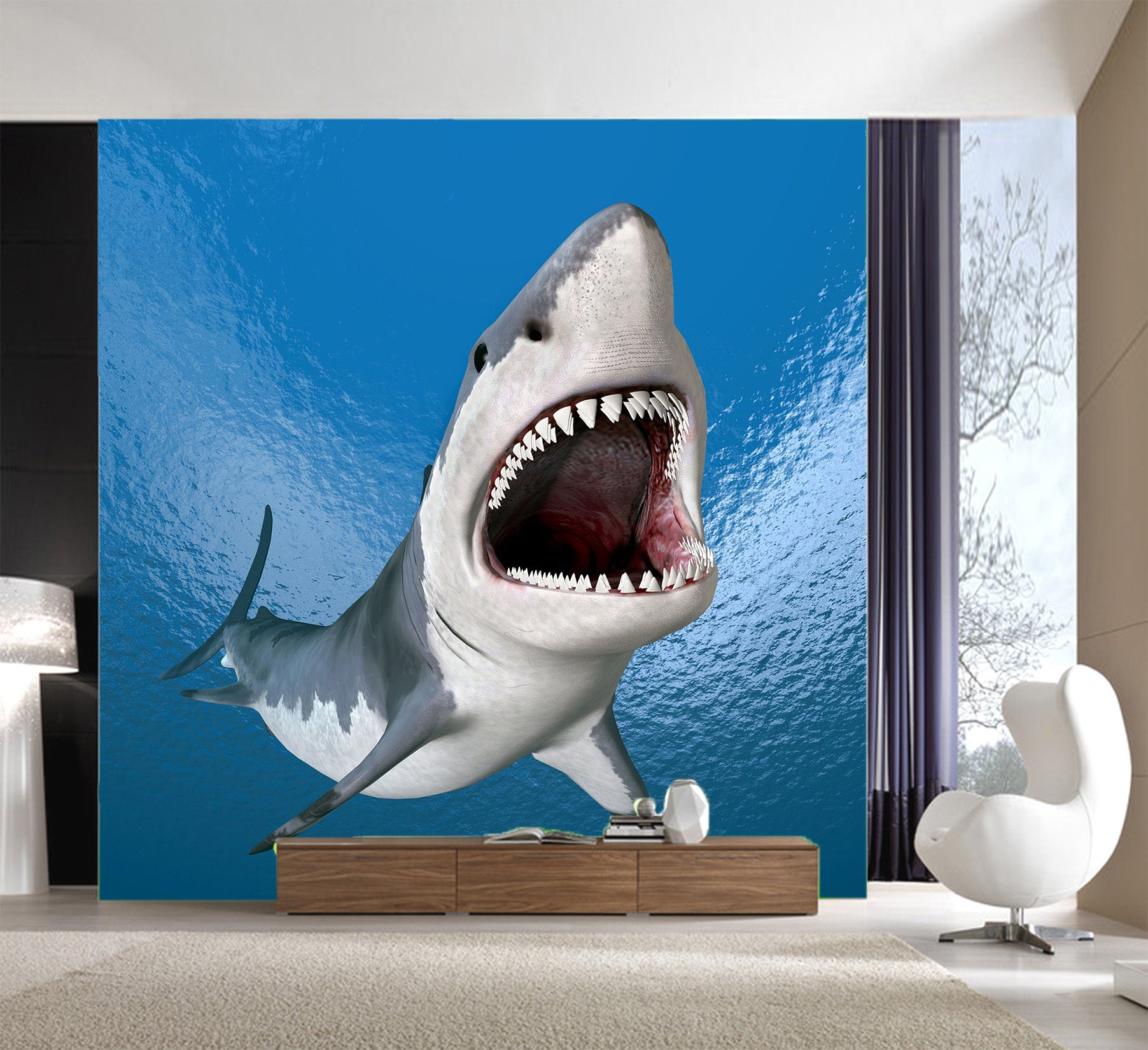3D Great White Shark 1011 Wall Murals