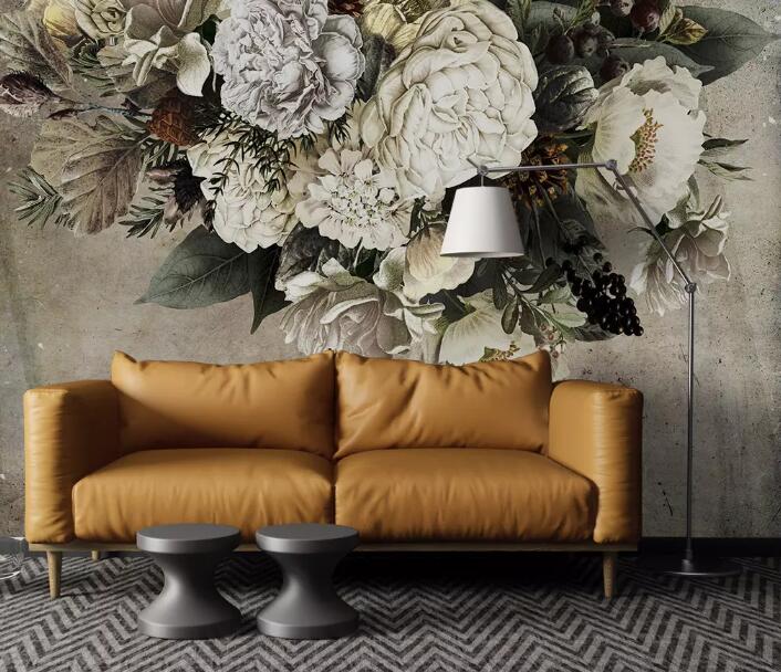 3D White Flowers WG57 Wall Murals Wallpaper AJ Wallpaper 2 