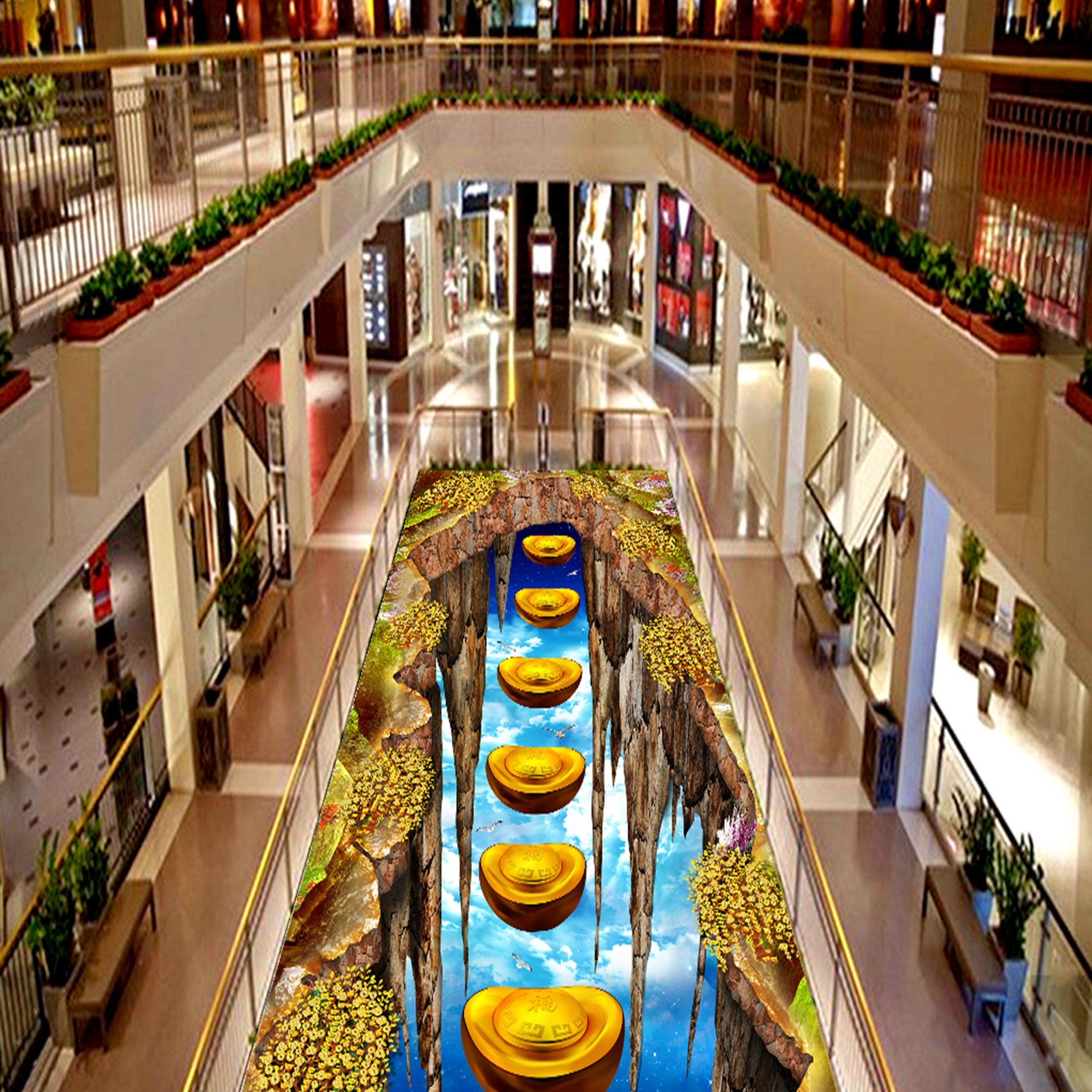 3D Gold Ingot WG652 Floor Mural Wallpaper AJ Wallpaper 2 