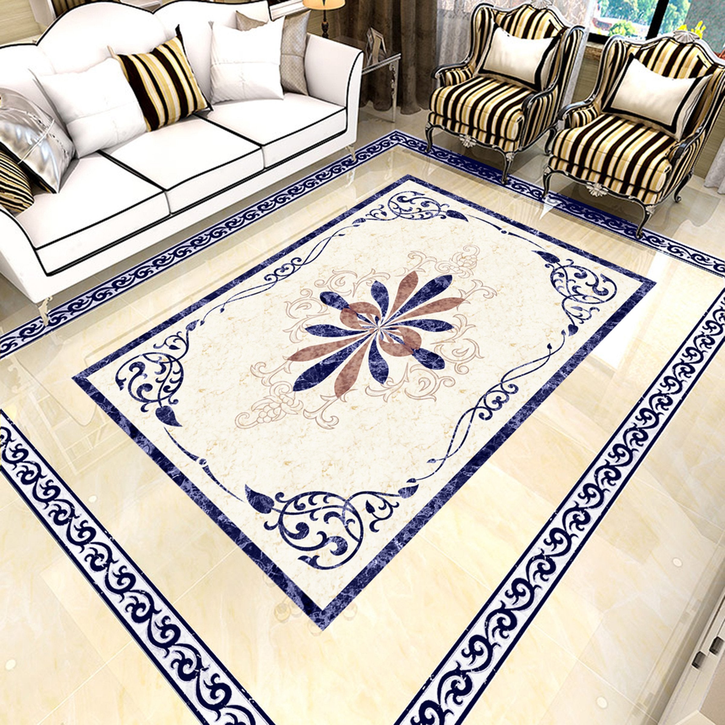 3D Cyan Blue Pattern WG495 Floor Mural Wallpaper AJ Wallpaper 2 