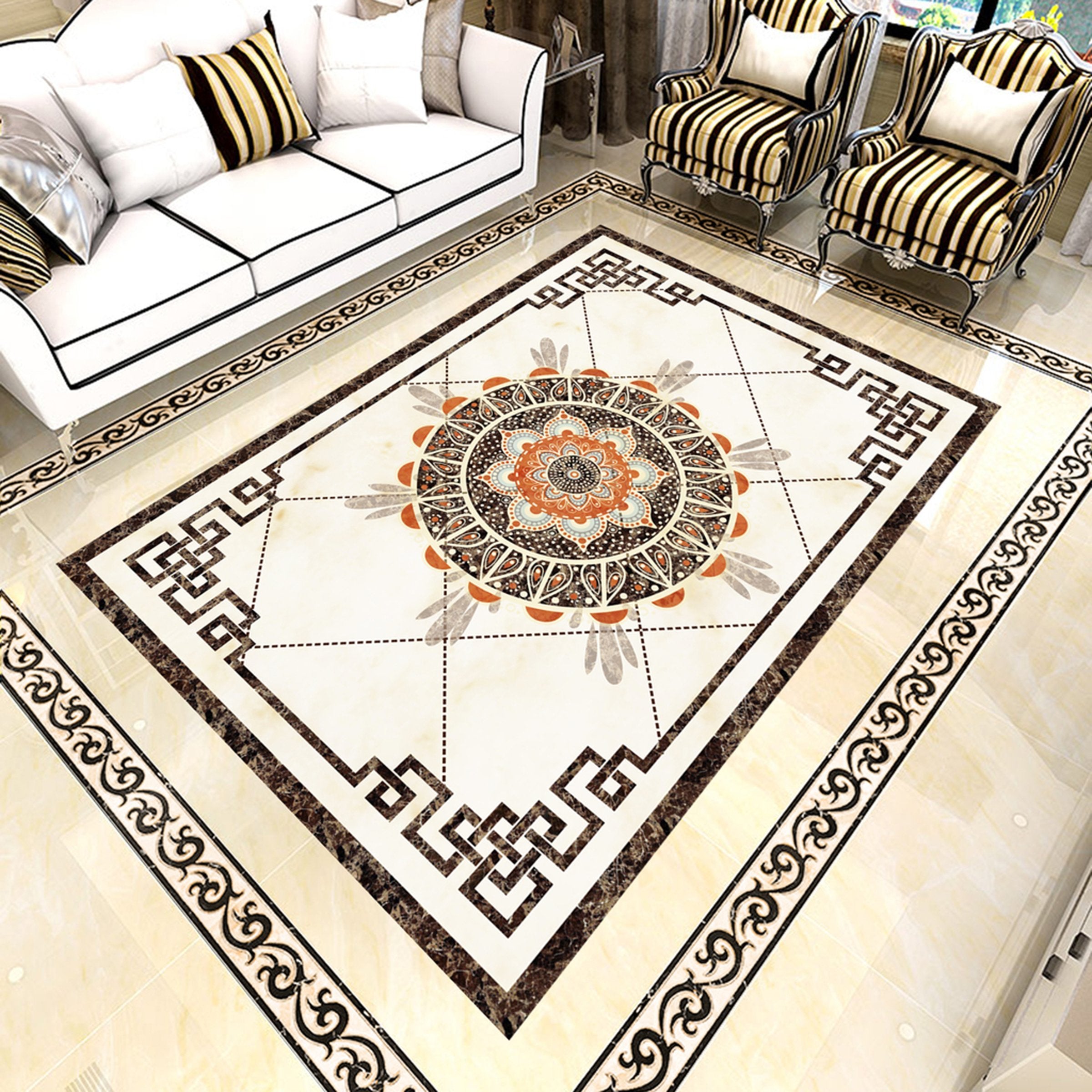 3D Rectangular Black Pattern WG559 Floor Mural Wallpaper AJ Wallpaper 2 