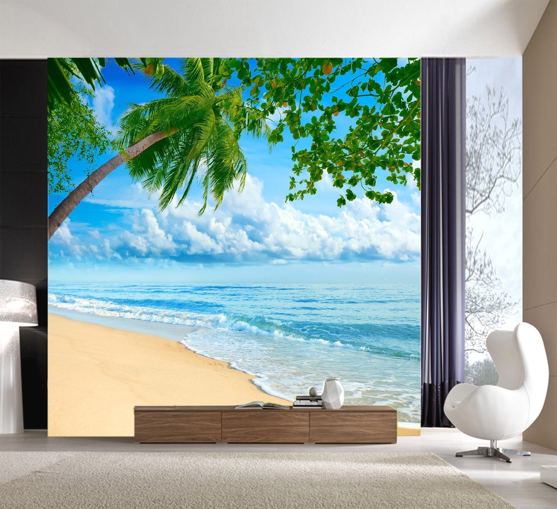 3D Sand Sea Coconut 667 Wallpaper AJ Wallpaper 