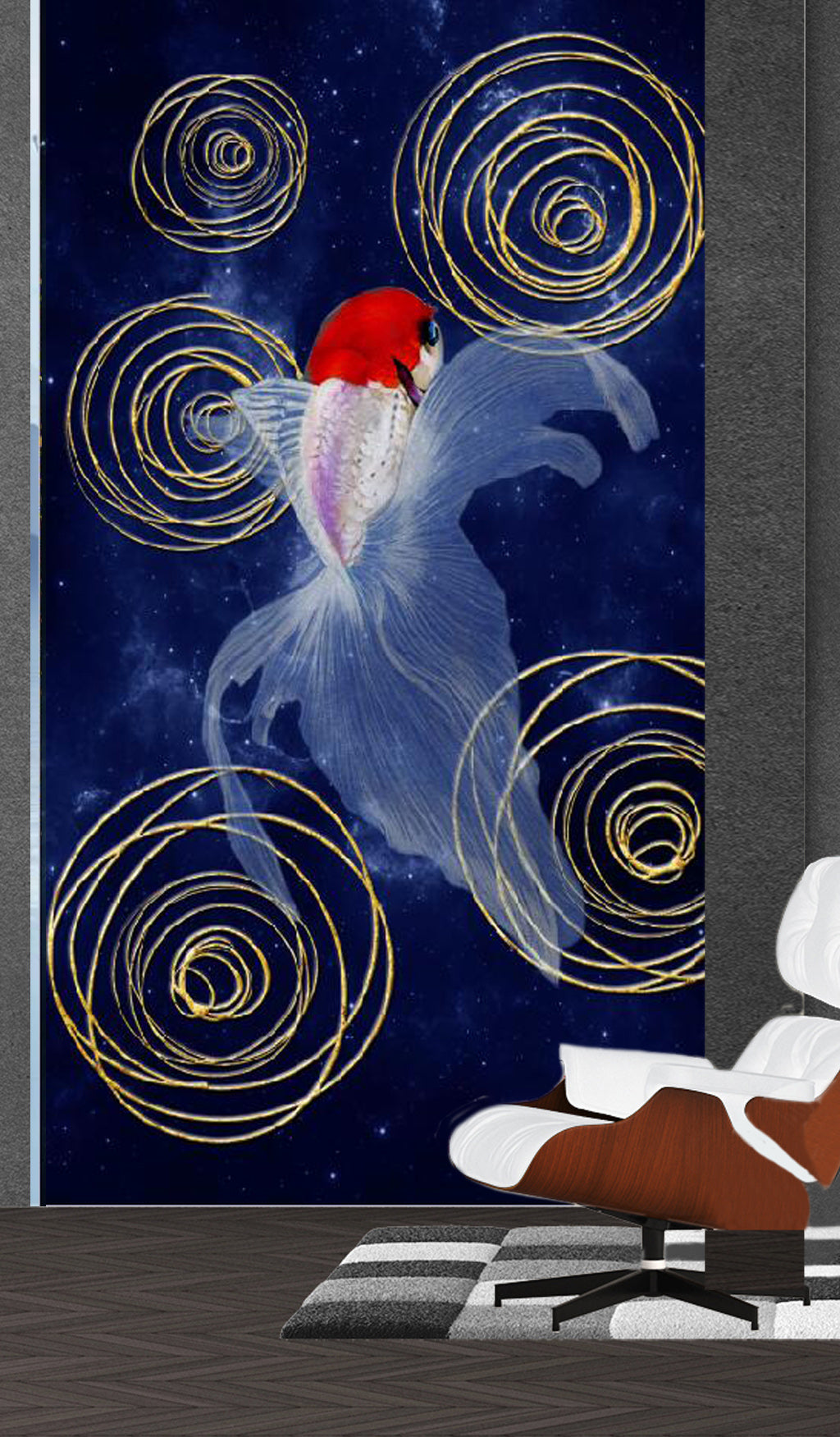 3D White Goldfish WG168 Wall Murals