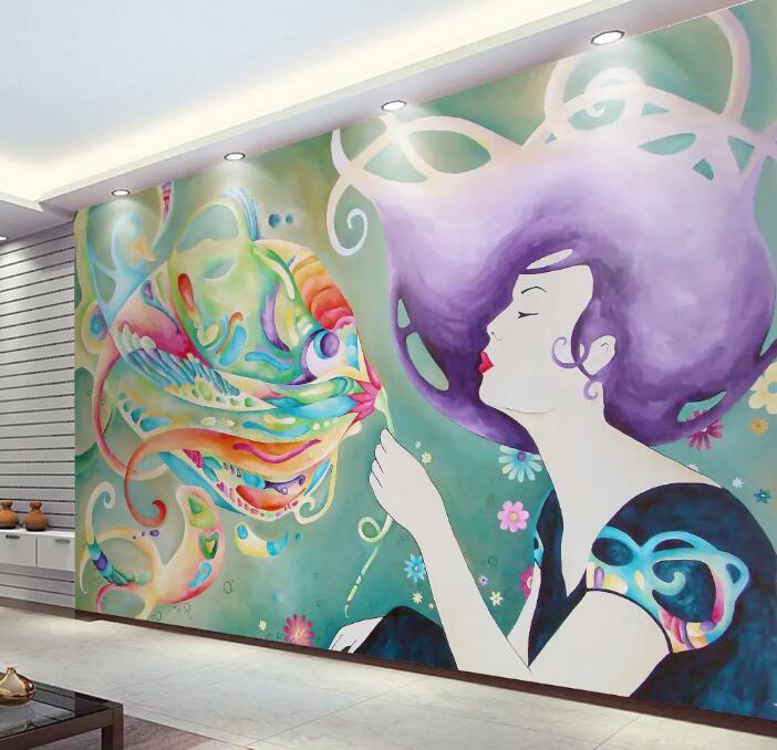 3D Fish Beauty WG03 Wall Murals Wallpaper AJ Wallpaper 2 