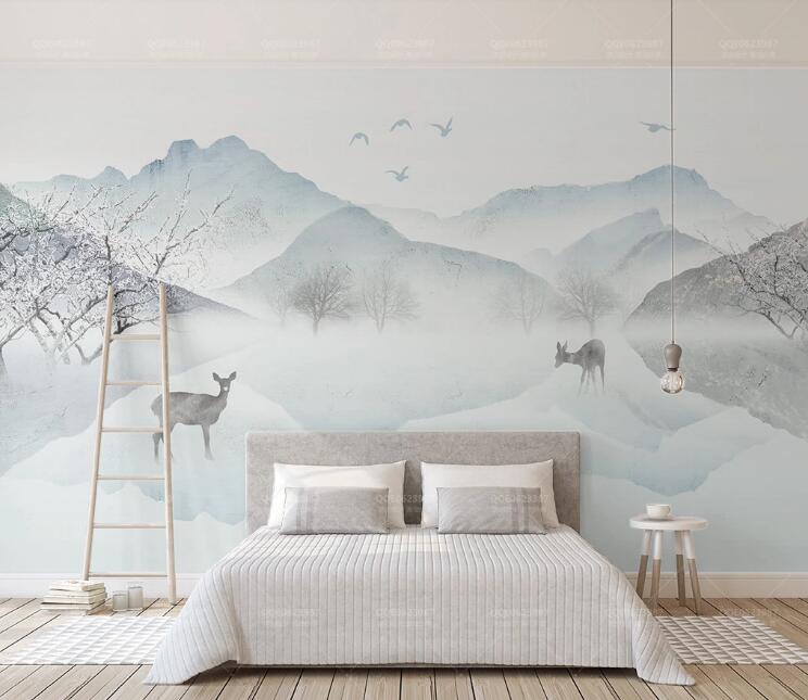 3D Mountain Deer WG695 Wall Murals
