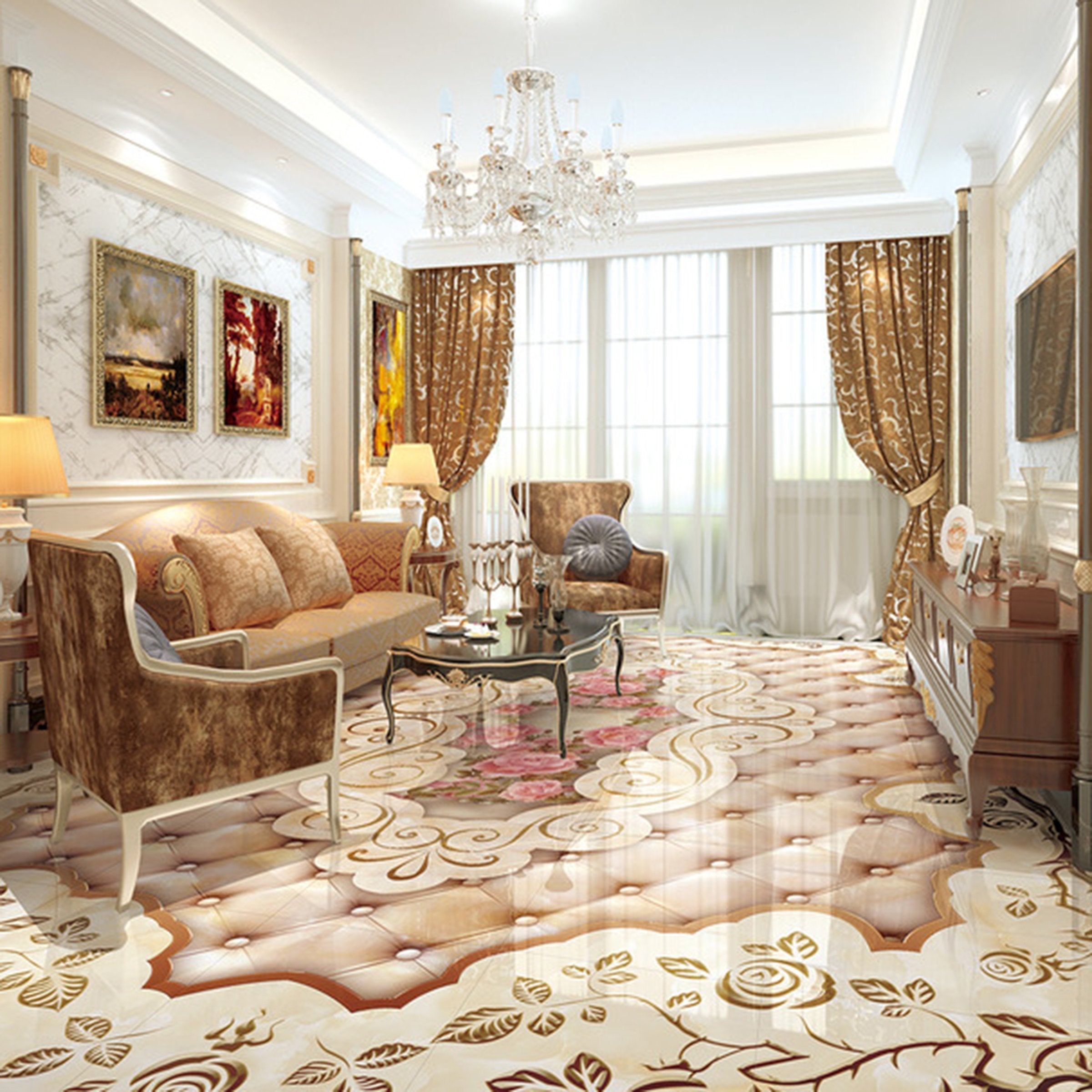 3D Pink Rose WG280 Floor Mural Wallpaper AJ Wallpaper 2 