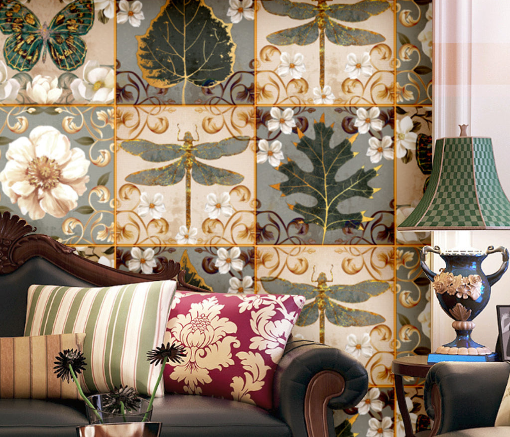 3D Vintage Flowers WC088 Wall Murals