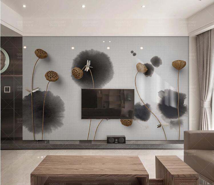 3D Withered Lotus Leaf WC213 Wall Murals