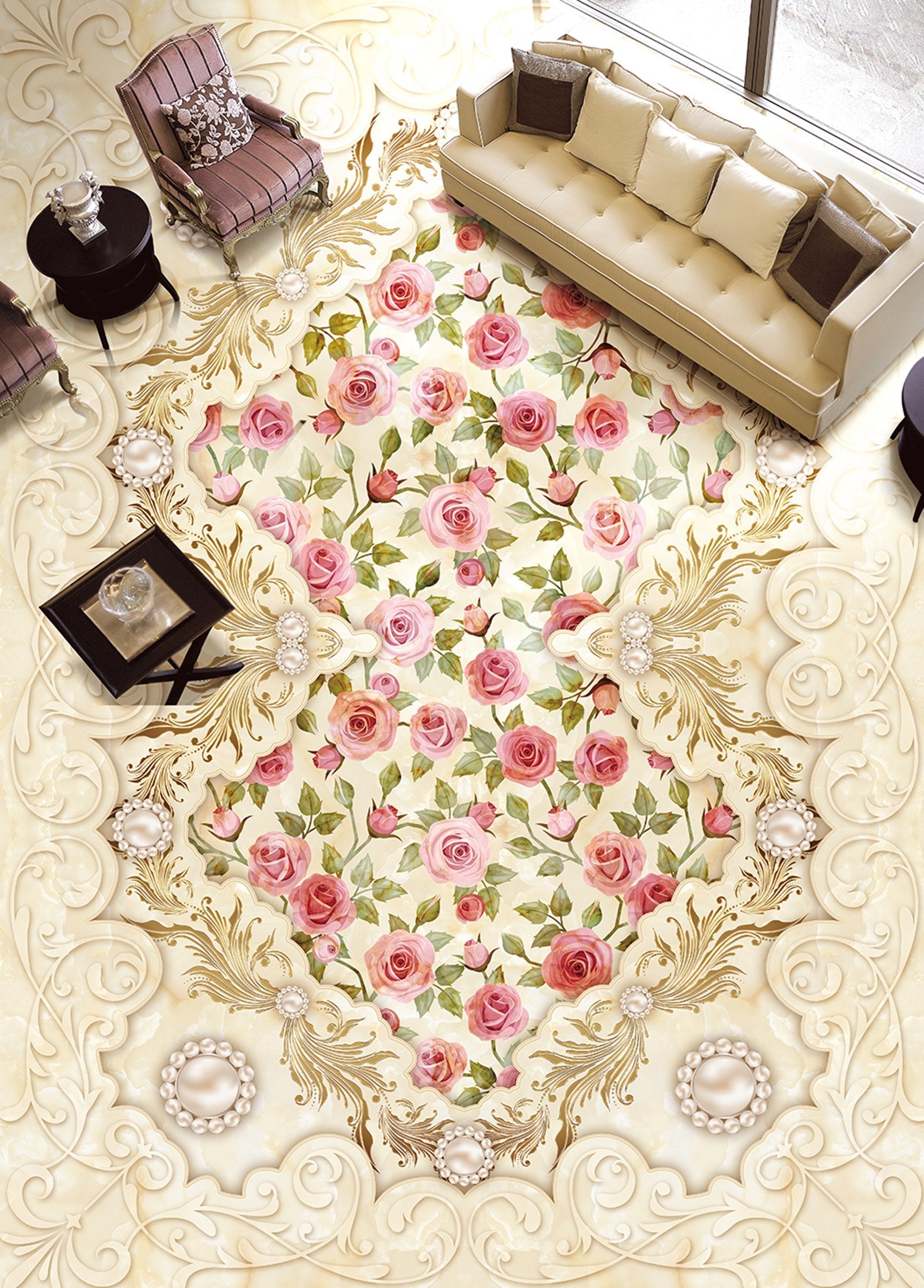 3D Colored Flowers WG089 Floor Mural Wallpaper AJ Wallpaper 2 
