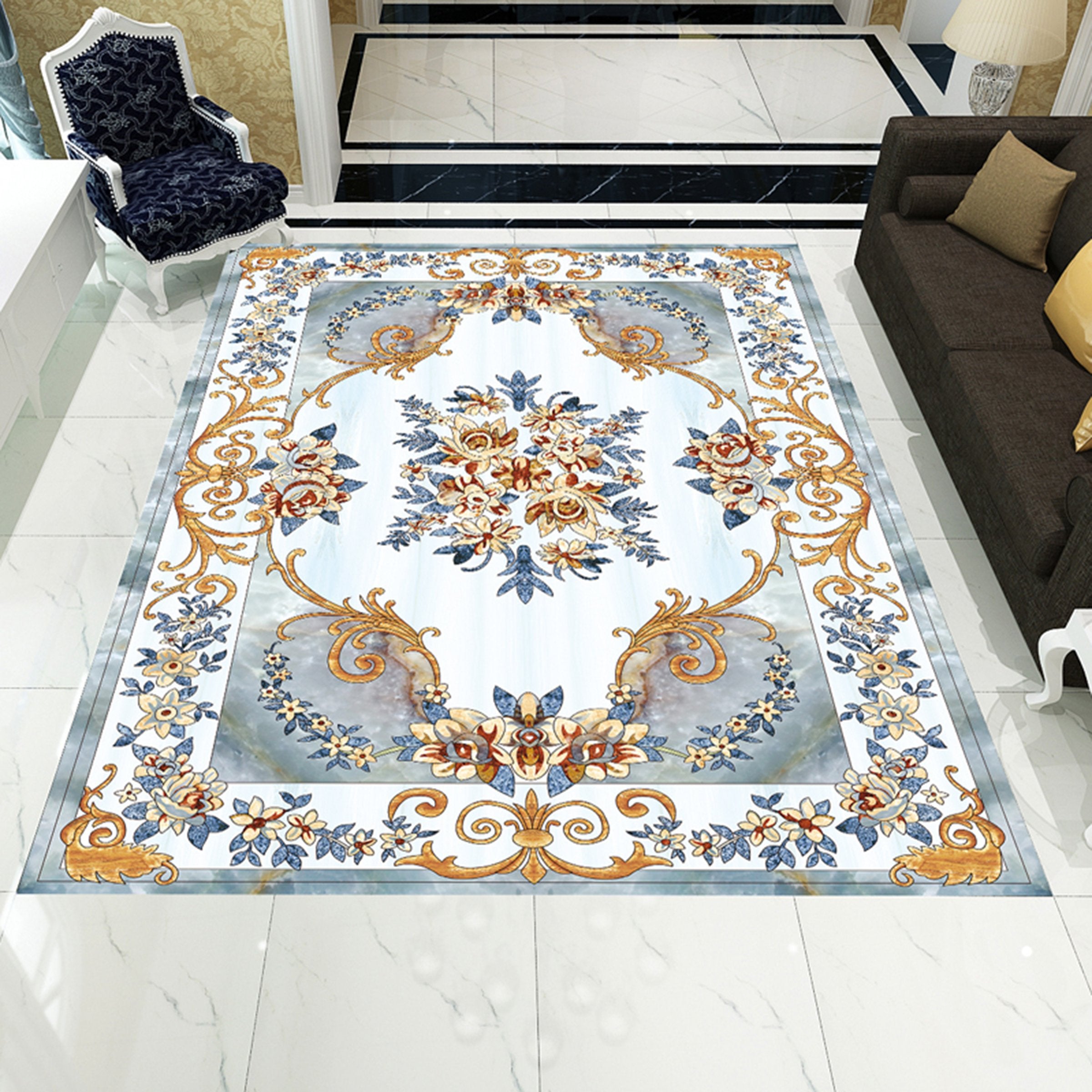 3D Marble Flower Pattern WG538 Floor Mural Wallpaper AJ Wallpaper 2 