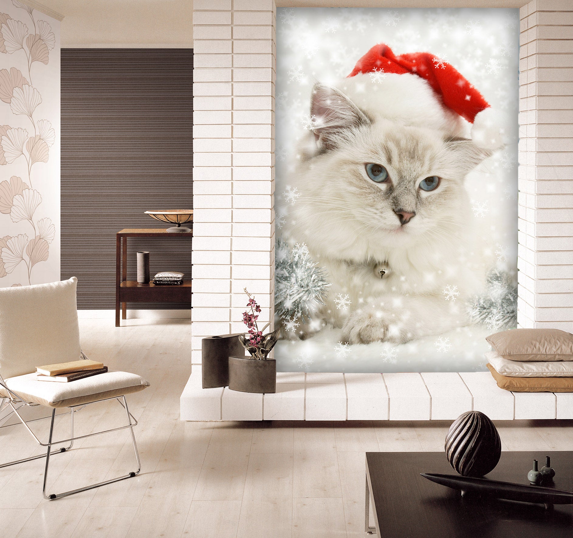 3D White Kitten 114 Wall Murals