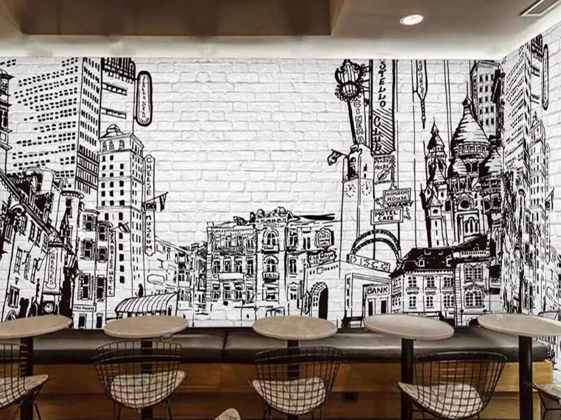 3D Sketch City WG492 Wall Murals