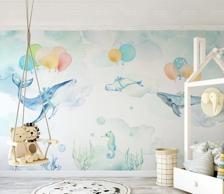 3D Balloon Dolphin WC214 Wall Murals