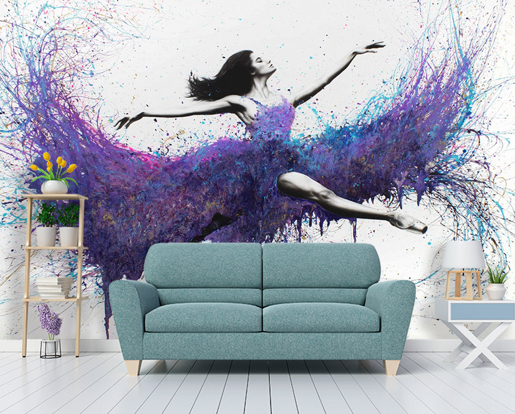 3D Purple Ballet WG198 Wall Murals
