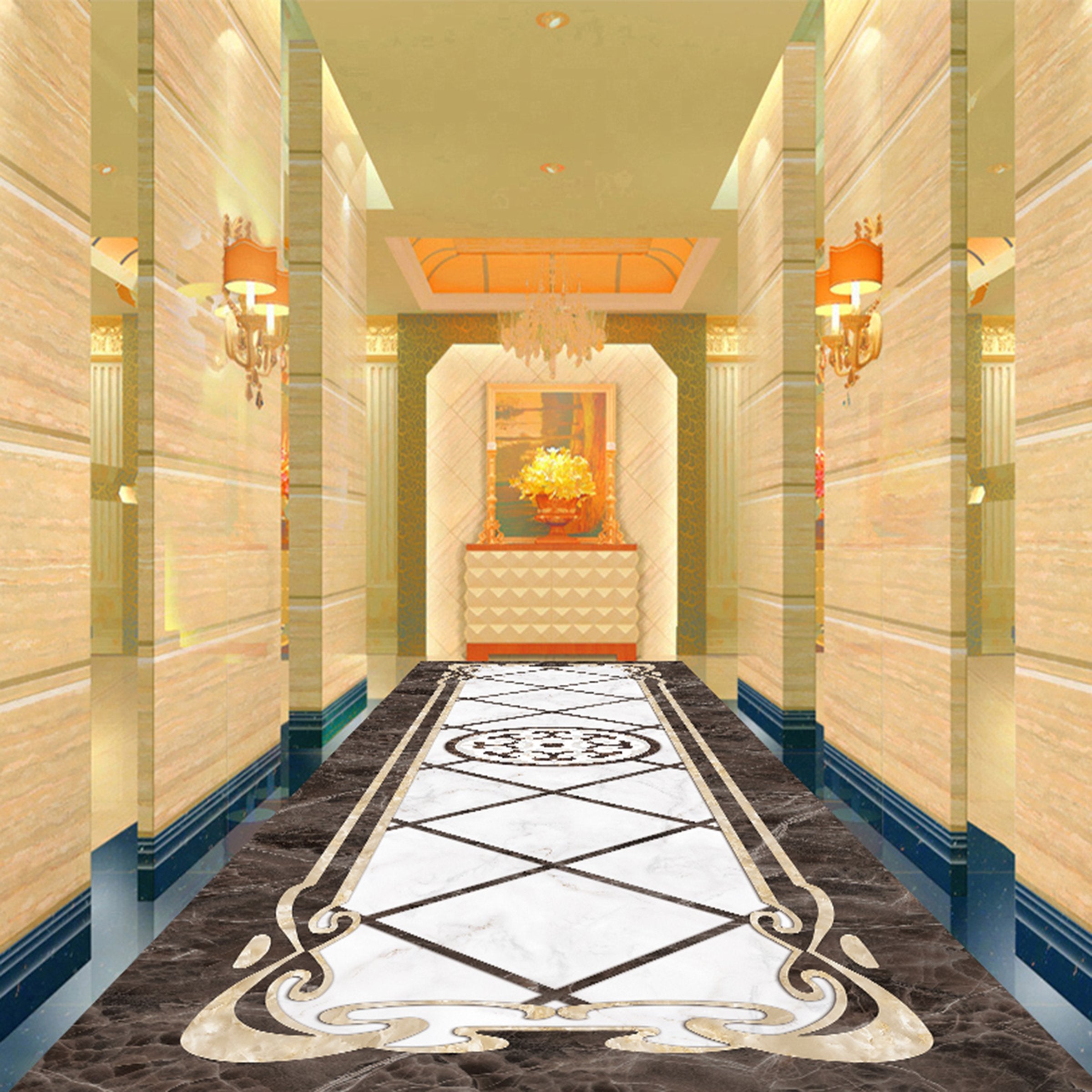 3D Rectangular Black Pattern WG621 Floor Mural Wallpaper AJ Wallpaper 2 