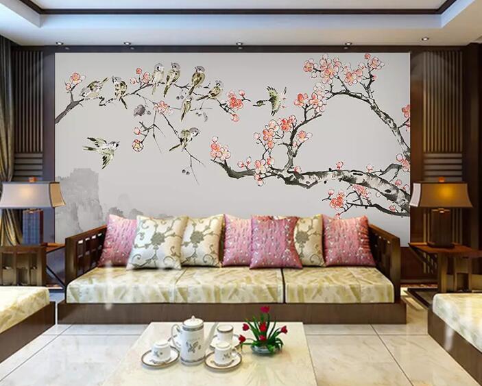3D Flower Bird WG02 Wall Murals Wallpaper AJ Wallpaper 2 
