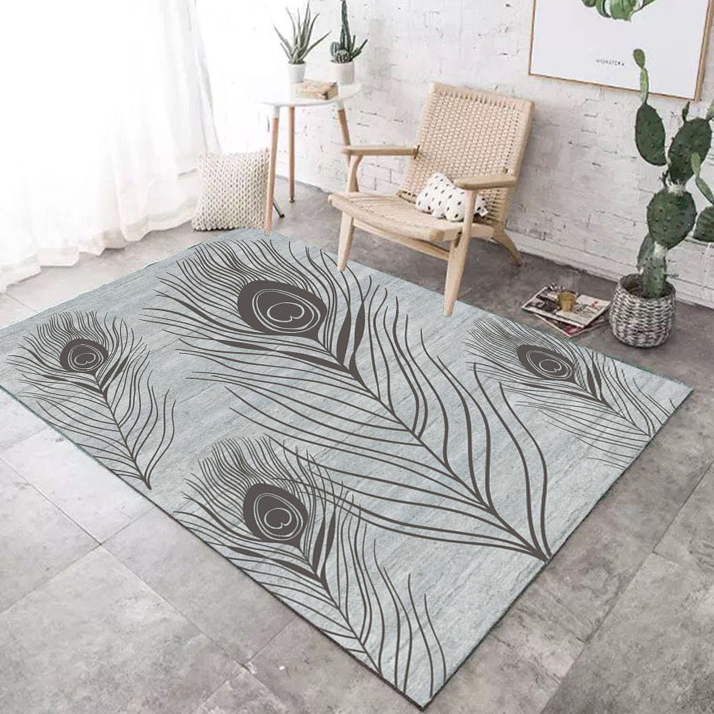 3D Gray Leaves WG088 Non Slip Rug Mat Mat AJ Creativity Home 