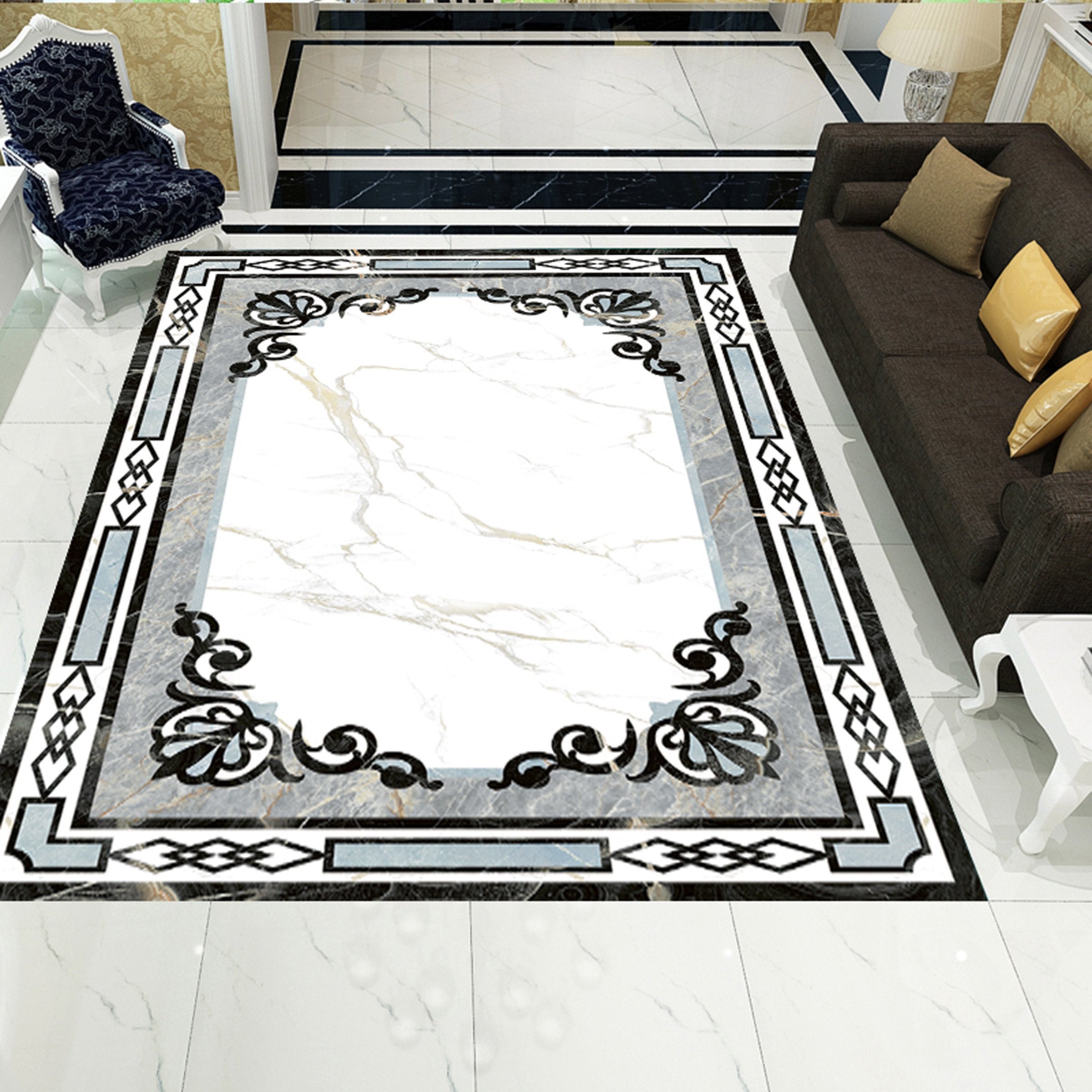 3D Black Strips WG591 Floor Mural Wallpaper AJ Wallpaper 2 