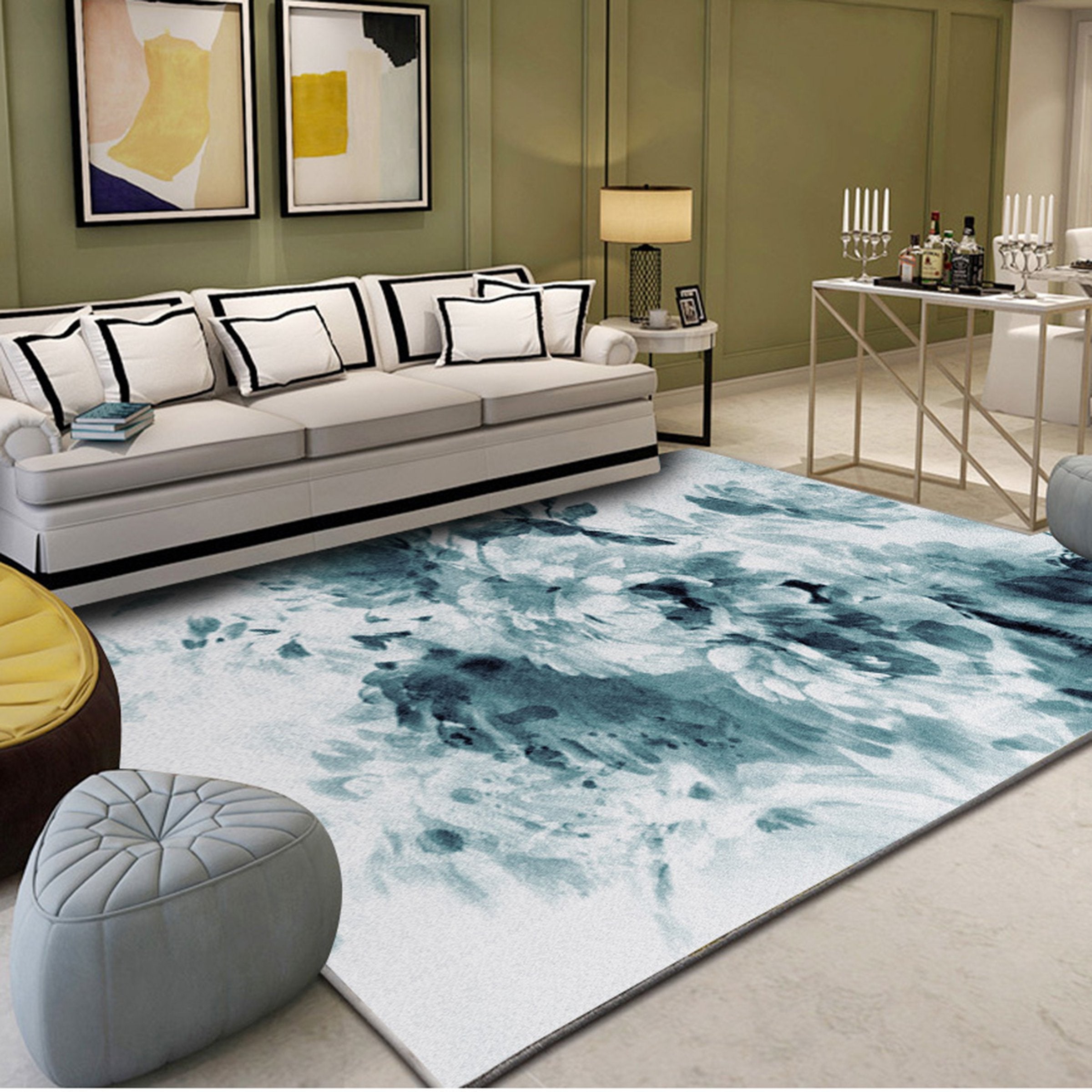 3DGray Flowers WG289 Non Slip Rug Mat Mat AJ Creativity Home 