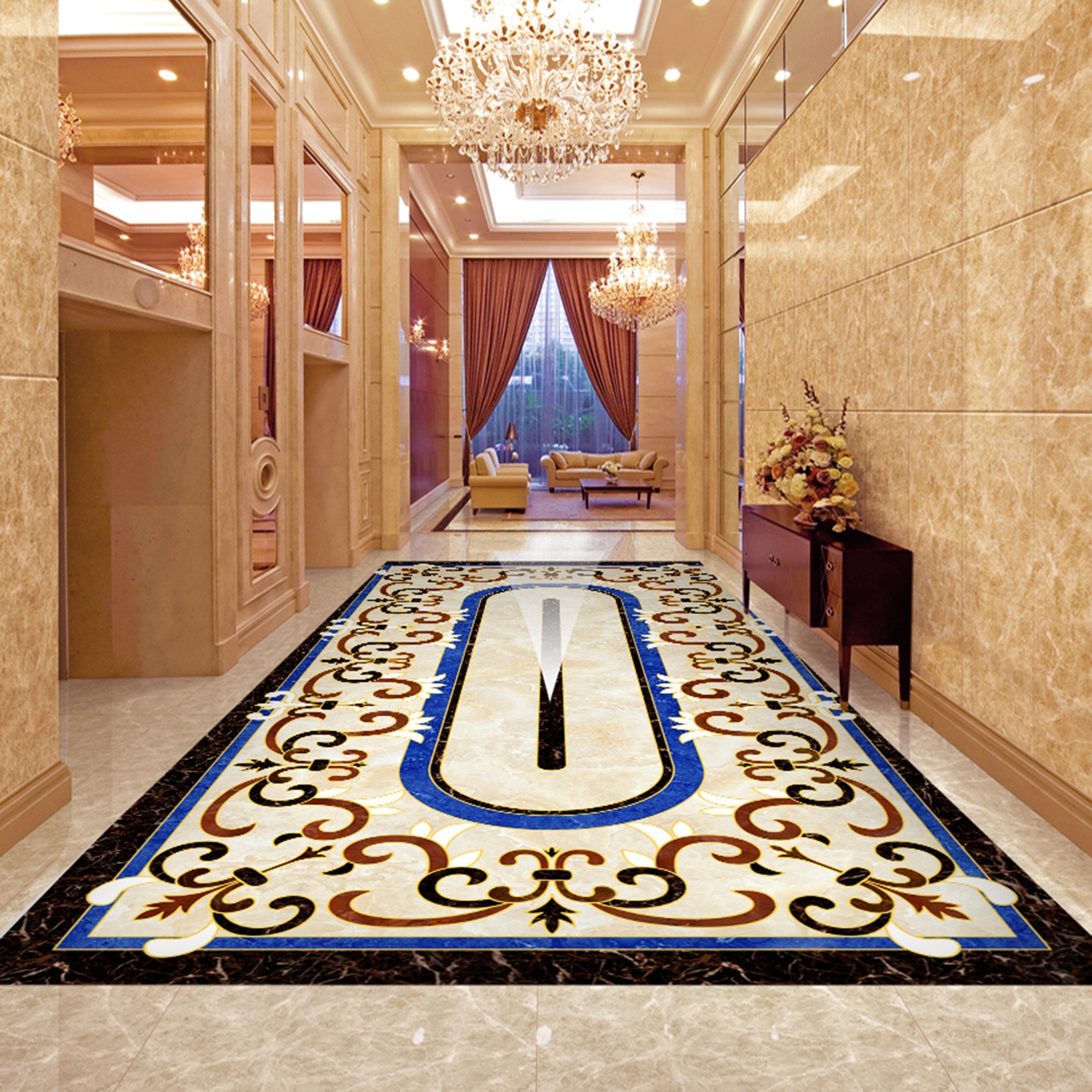 3D Blue Pattern WG708 Floor Mural Wallpaper AJ Wallpaper 2 