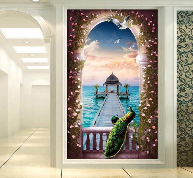 3D Seascape Pigeon WG157 Wall Murals