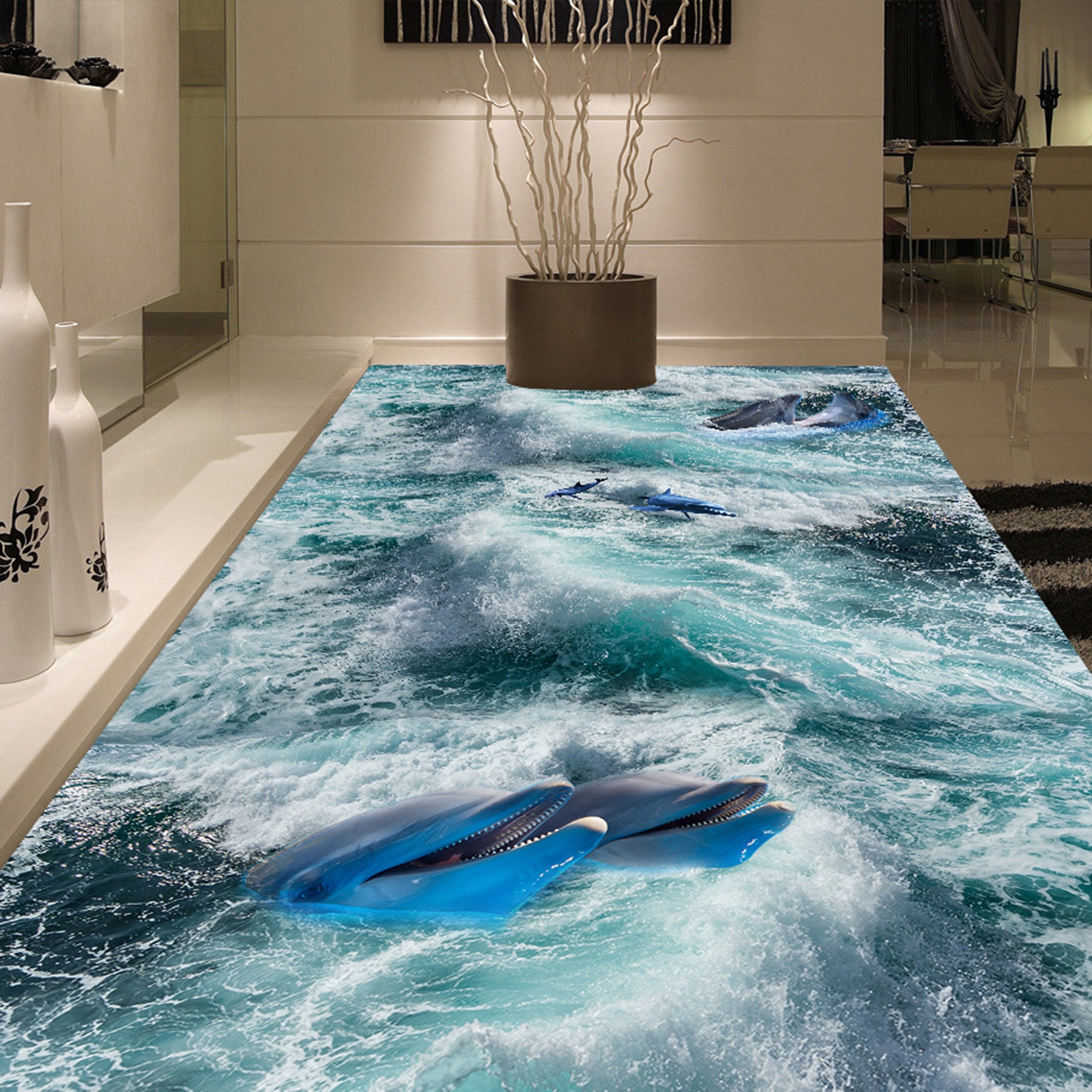 3D Sea Shark WG466 Floor Mural Wallpaper AJ Wallpaper 2 
