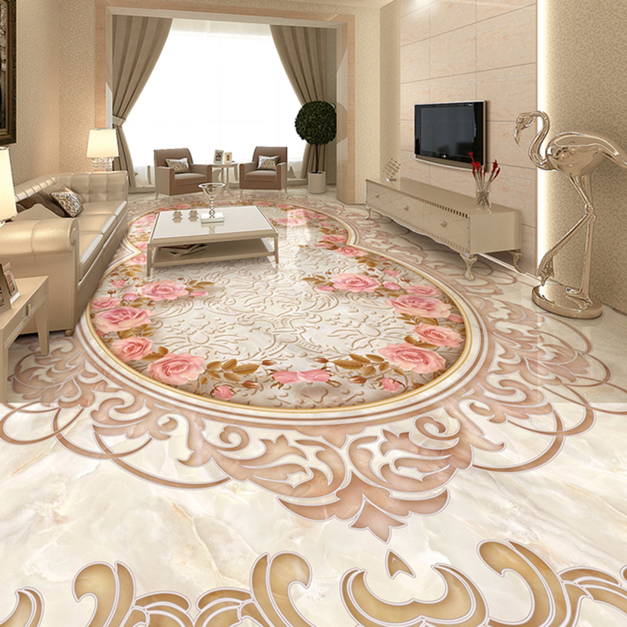 3D Flower Pattern WG158 Floor Mural Wallpaper AJ Wallpaper 2 