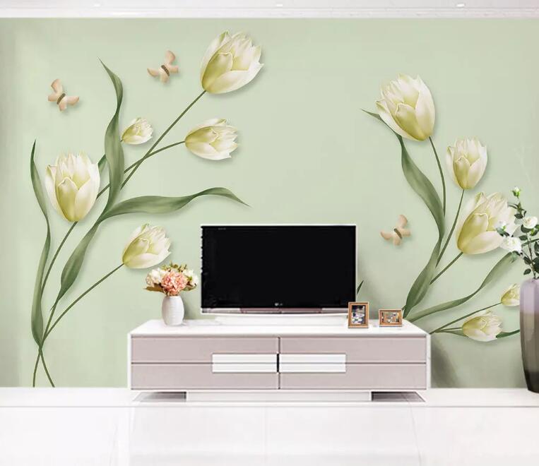 3D White Flowers WG39 Wall Murals Wallpaper AJ Wallpaper 2 