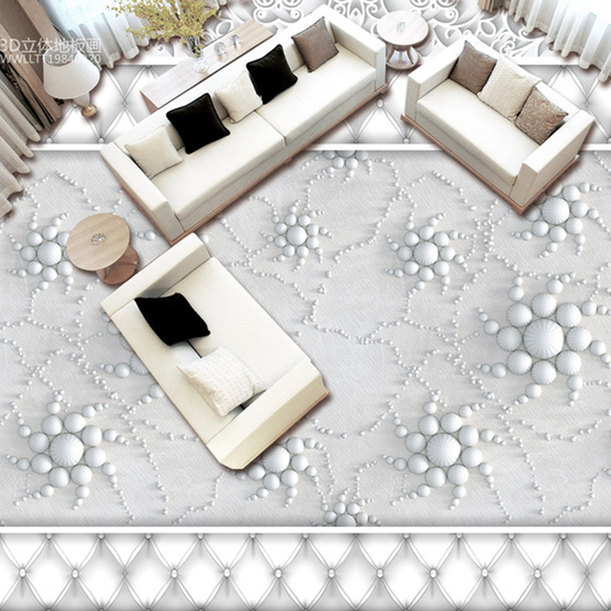 3D White Ball WG141 Floor Mural Wallpaper AJ Wallpaper 2 