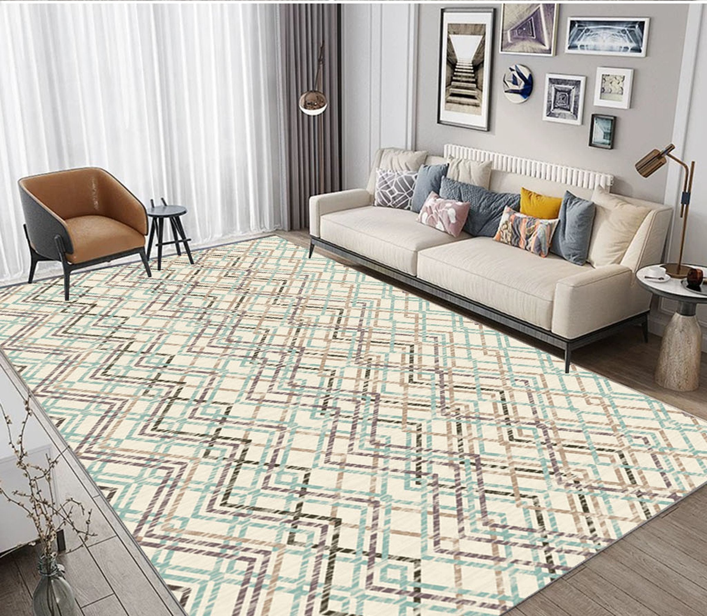 3D Colored Geometric Pattern WG517 Non Slip Rug Mat Mat AJ Creativity Home 